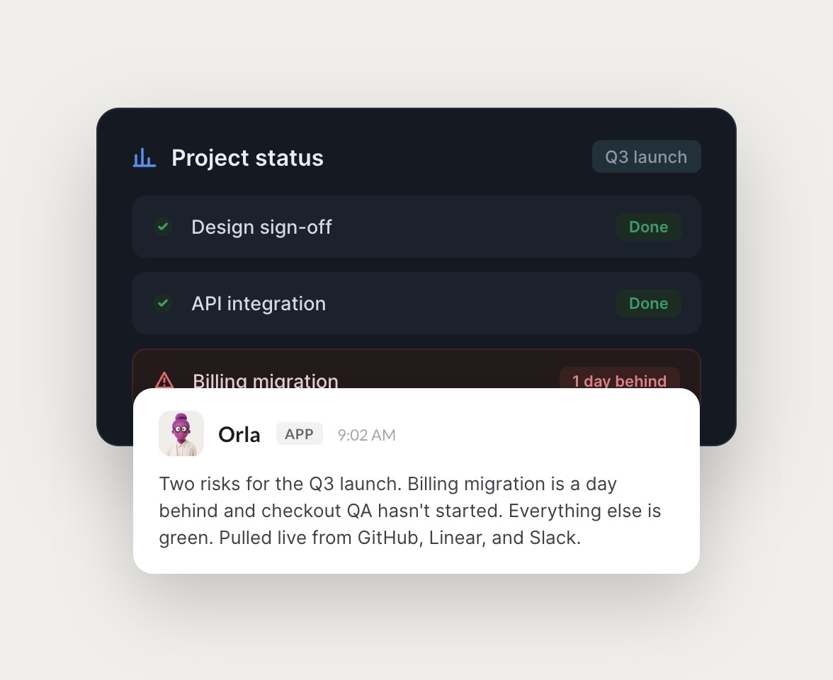 Skydive agents at work in Slack