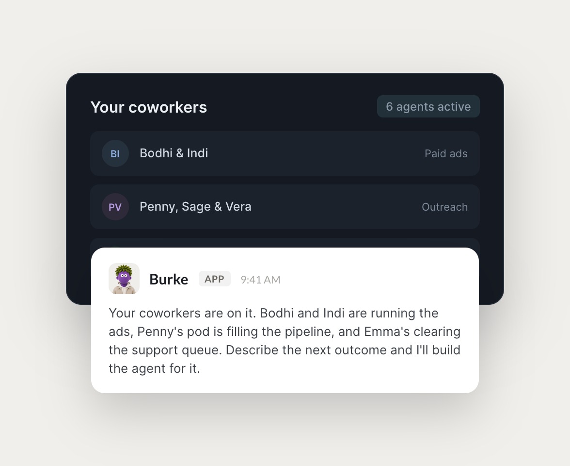 Skydive agents at work in Slack