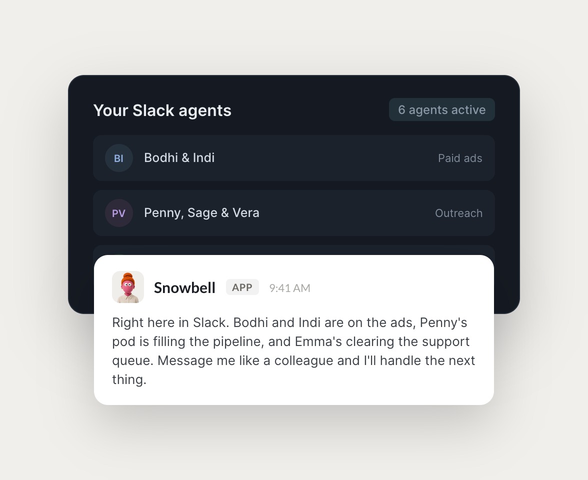 Skydive agents at work in Slack