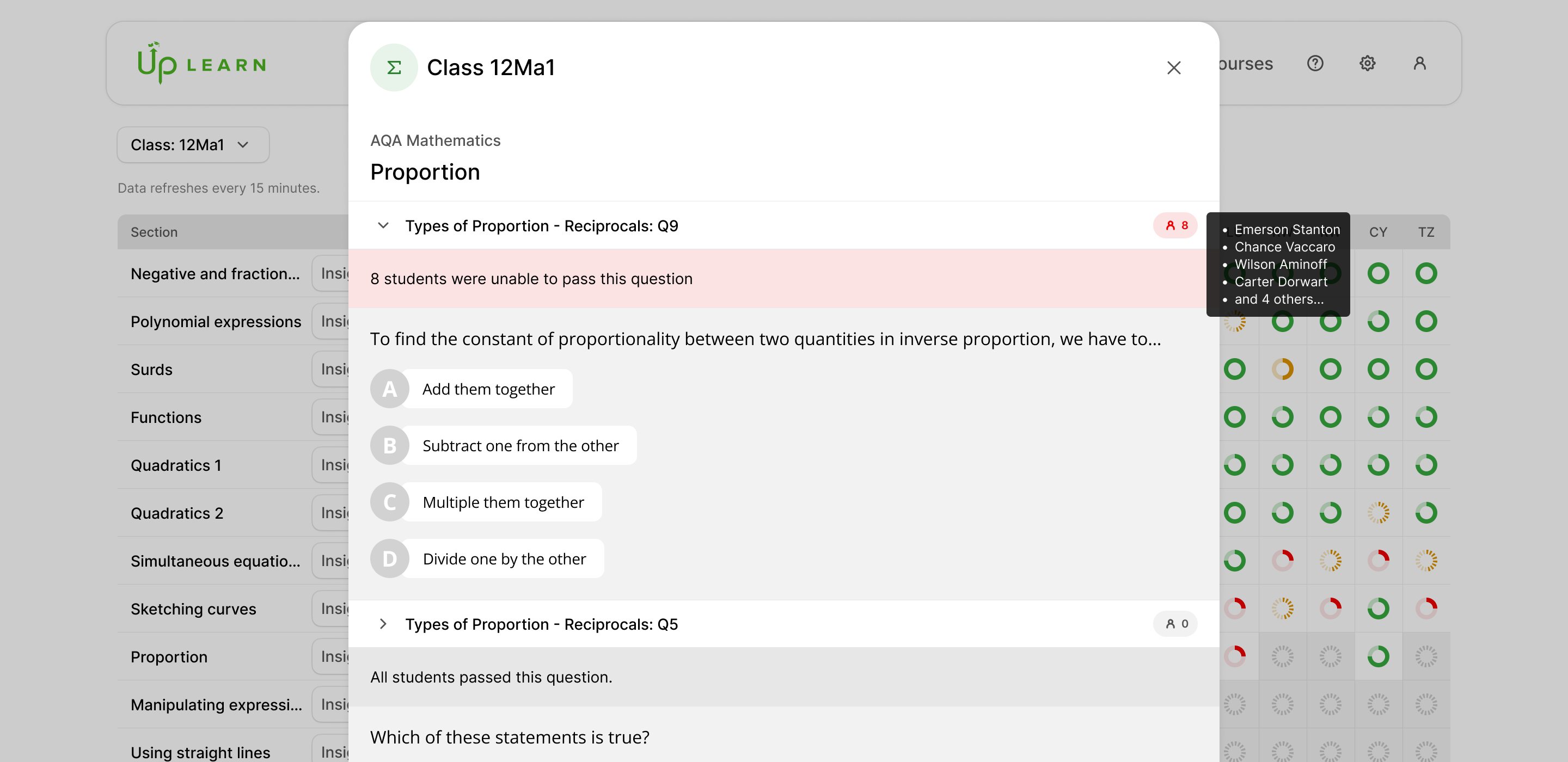 Section insights - your class' most common mistakes!