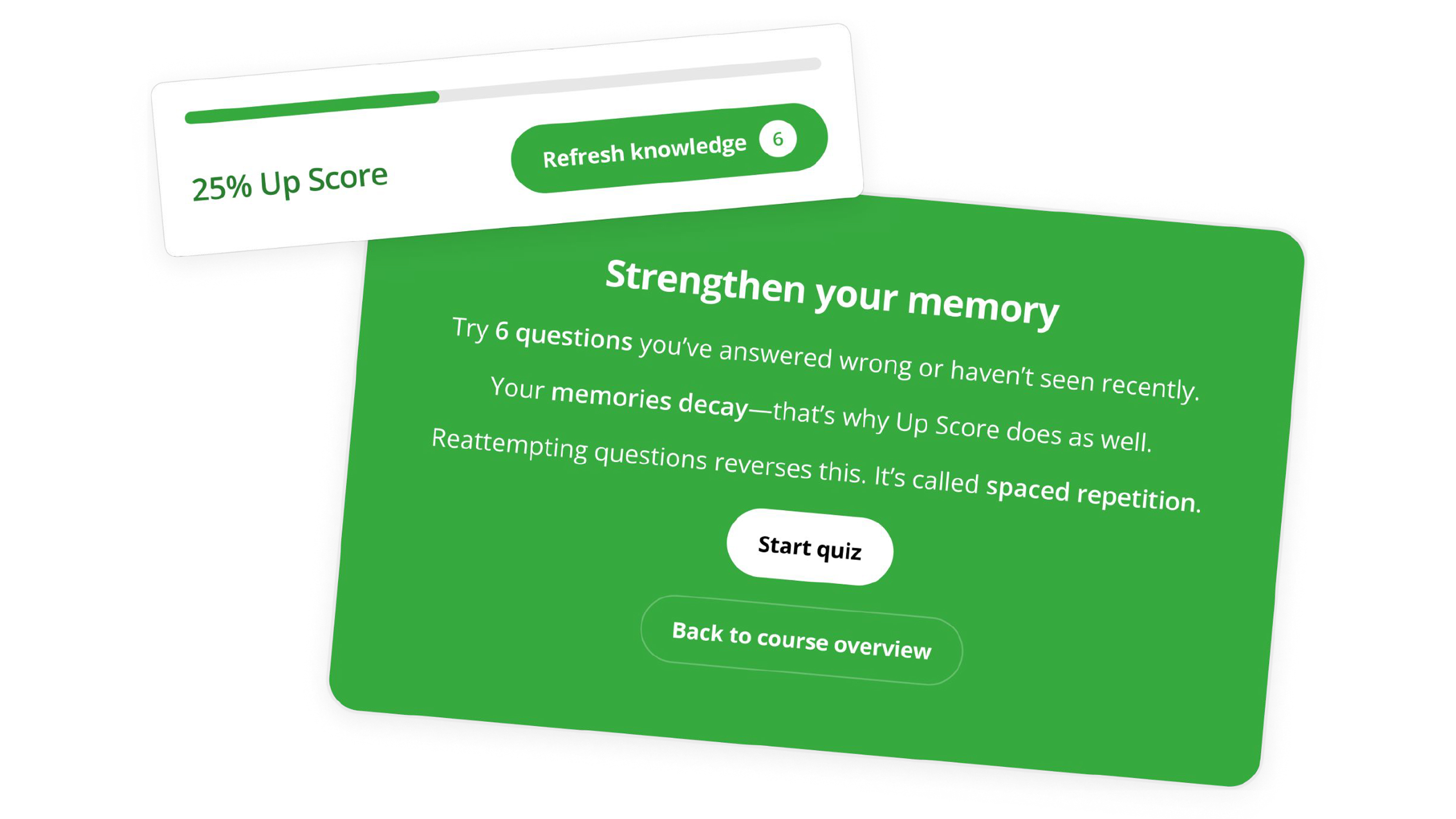 A screenshot showing Up Learn's Refresh Knowledge feature for students