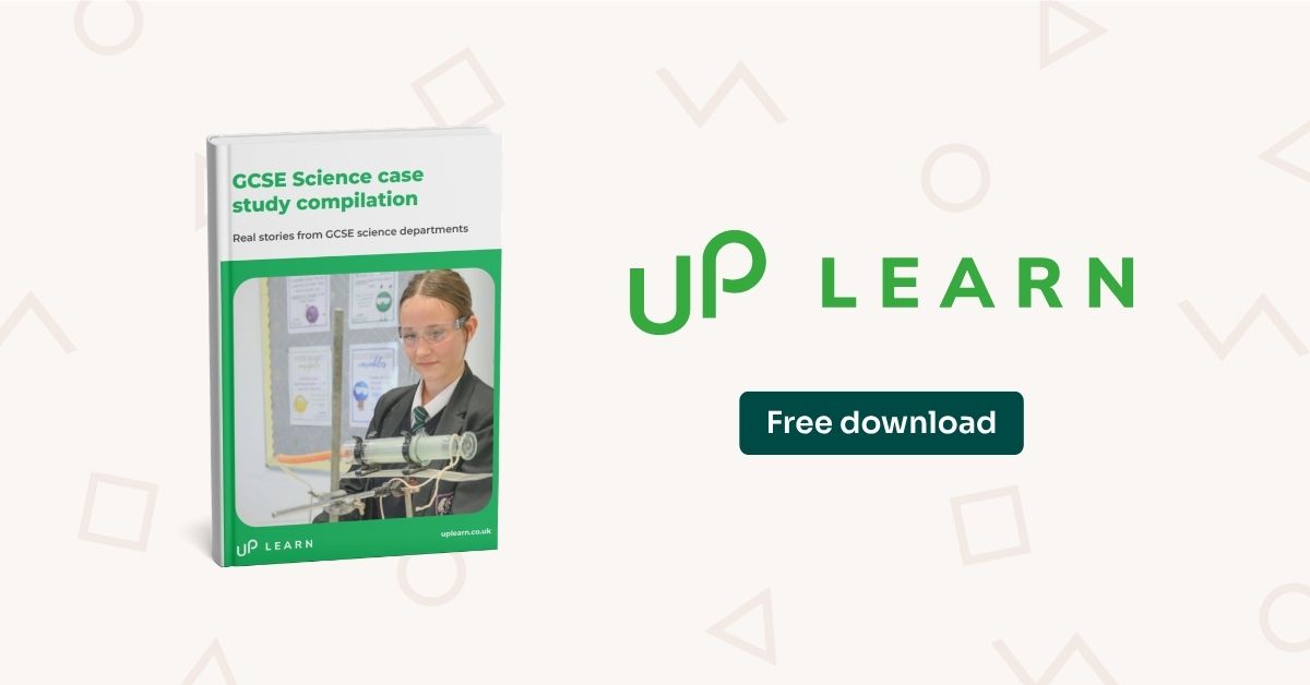 Thumbnail image showing the cover of Up Learn's GCSE case study compilation with a button to download