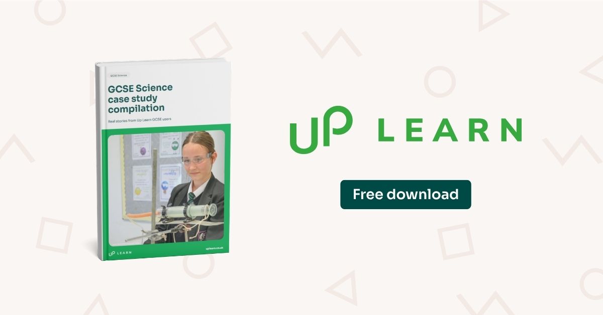Thumbnail image showing the cover of Up Learn's GCSE case study compilation with a button to download