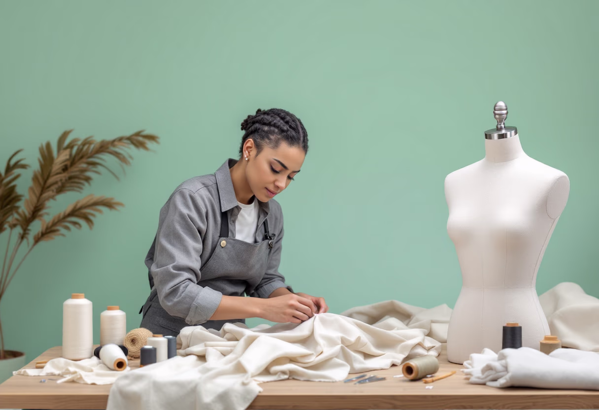 image of tailor drafting patterns