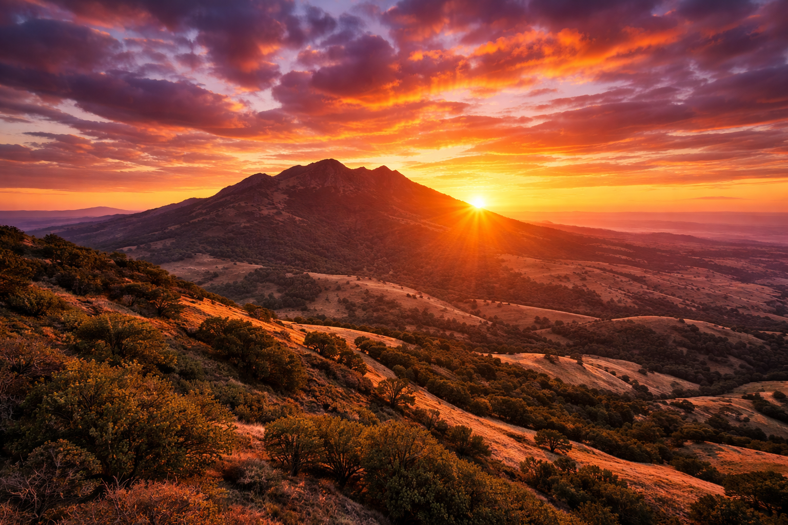 Mount Diablo rising above the San Ramon Valley in California's East Bay