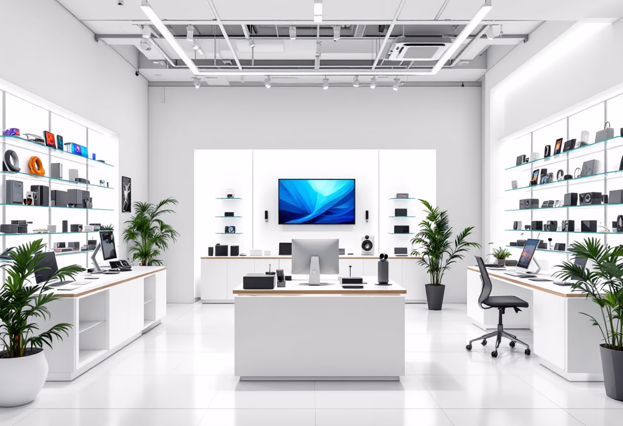 [background image] office space (for a tech gadgets store)