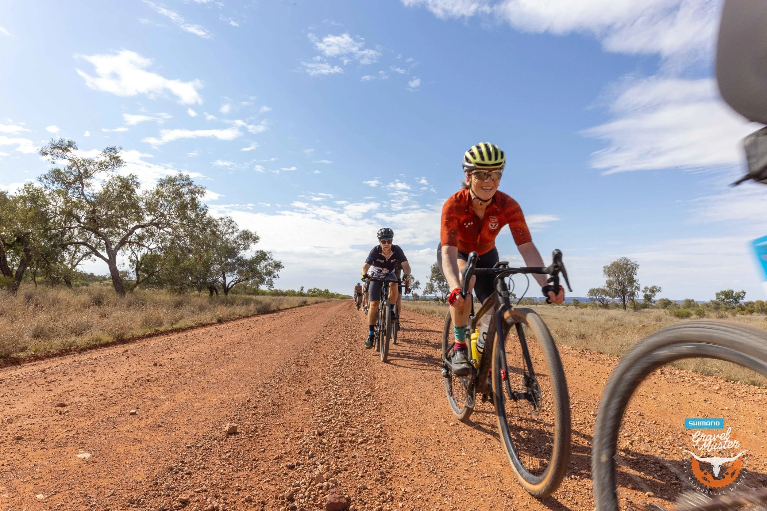 Rebecca in a bunch on a stage of the Gravel Muster