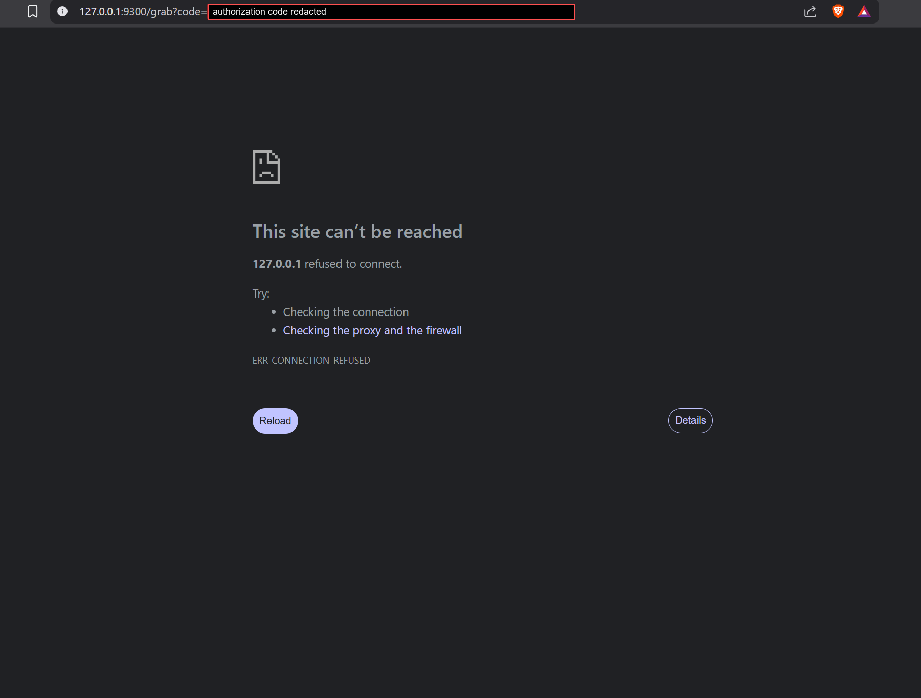 Redirect URI carrying the code