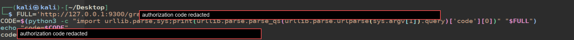 Authorization code from the redirected URL
