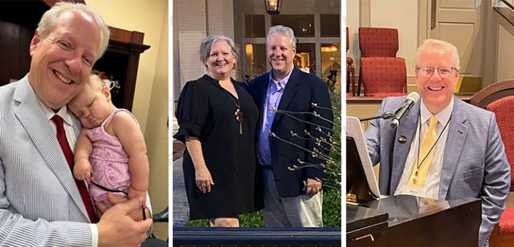 Three images of Steve West and members of his family