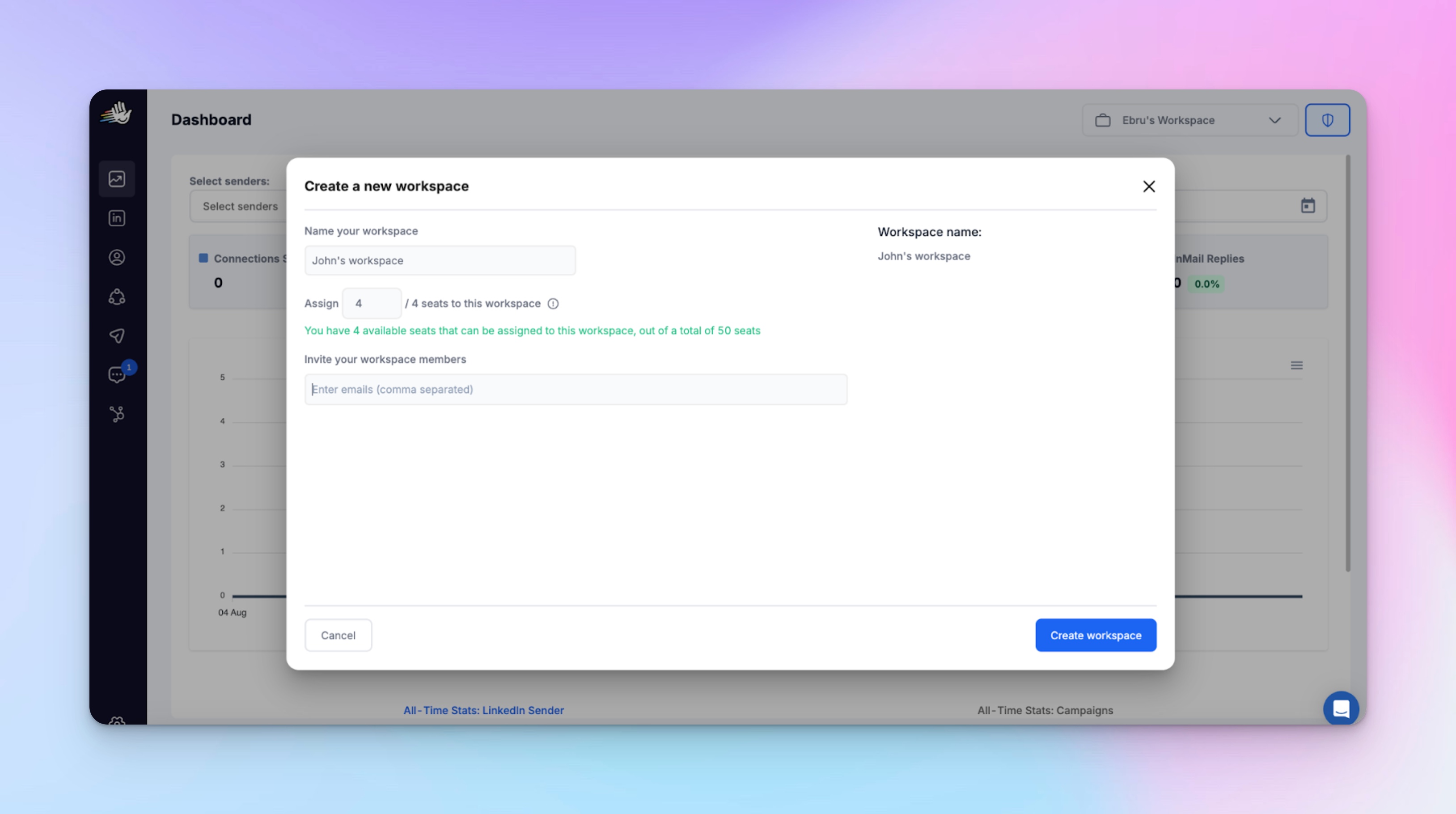 create a new workspace in heyreach