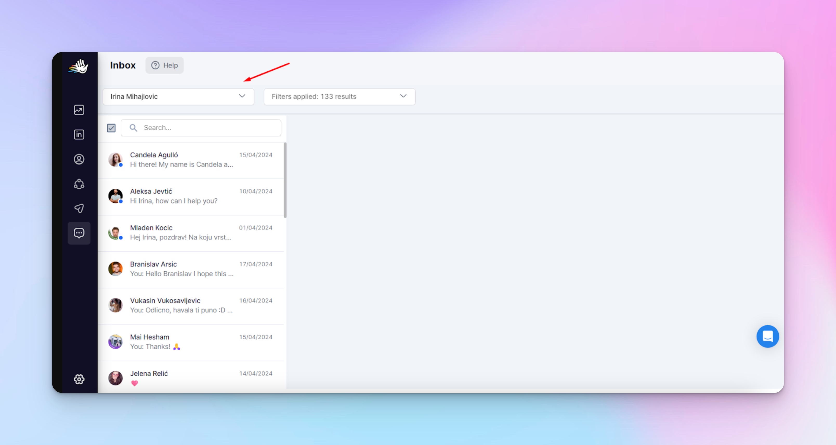HeyReach Unibox unified inbox consolidating LinkedIn conversations across senders
