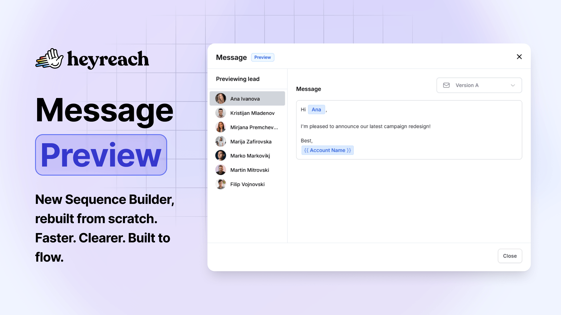 Preview message + new Sequence Builder
