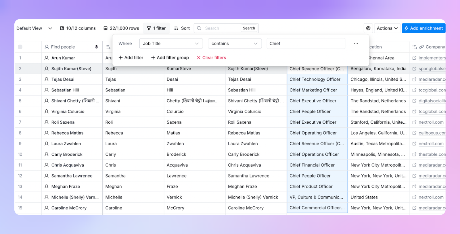 Filtering and segmenting leads in Clay