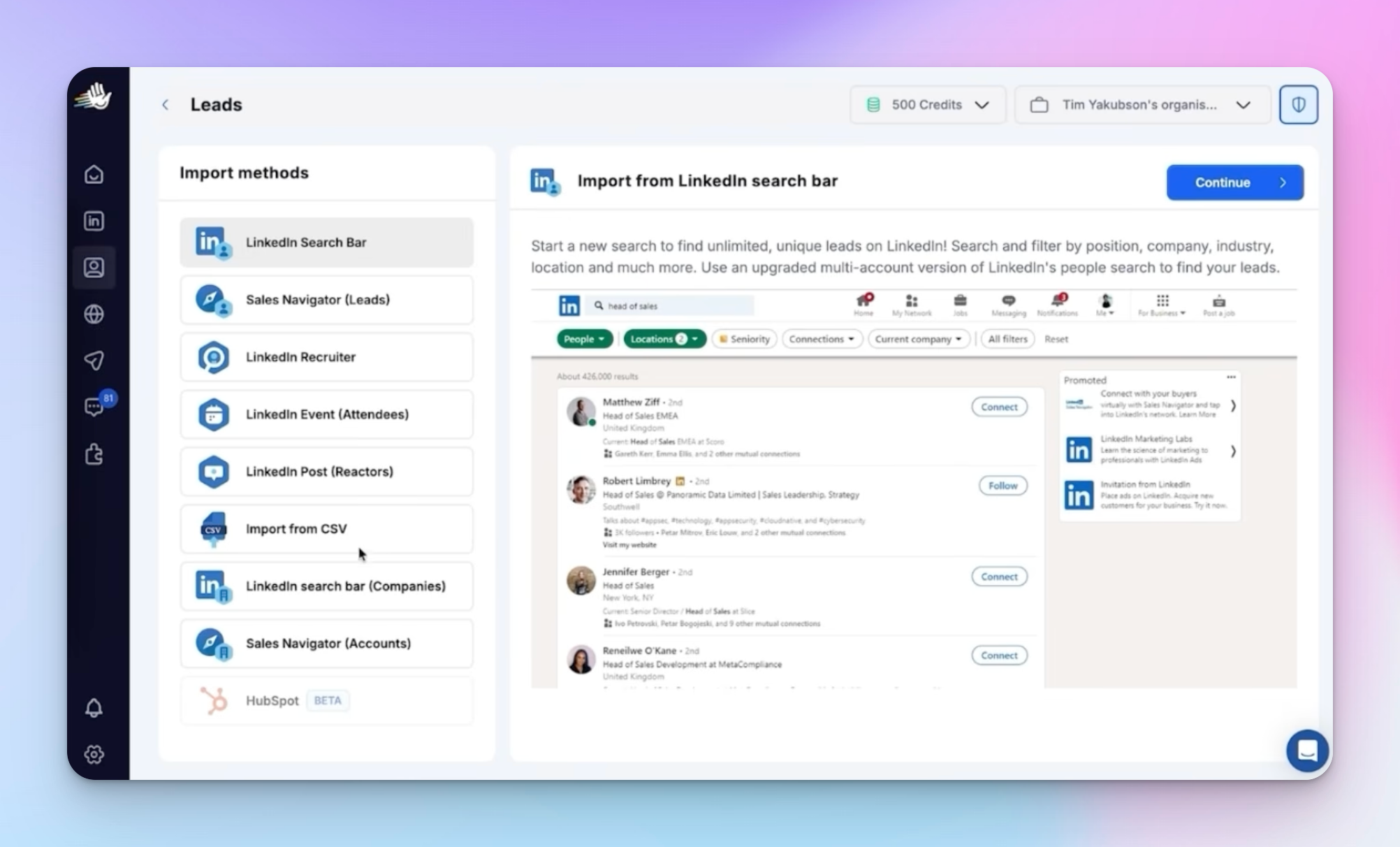 HeyReach dashboard