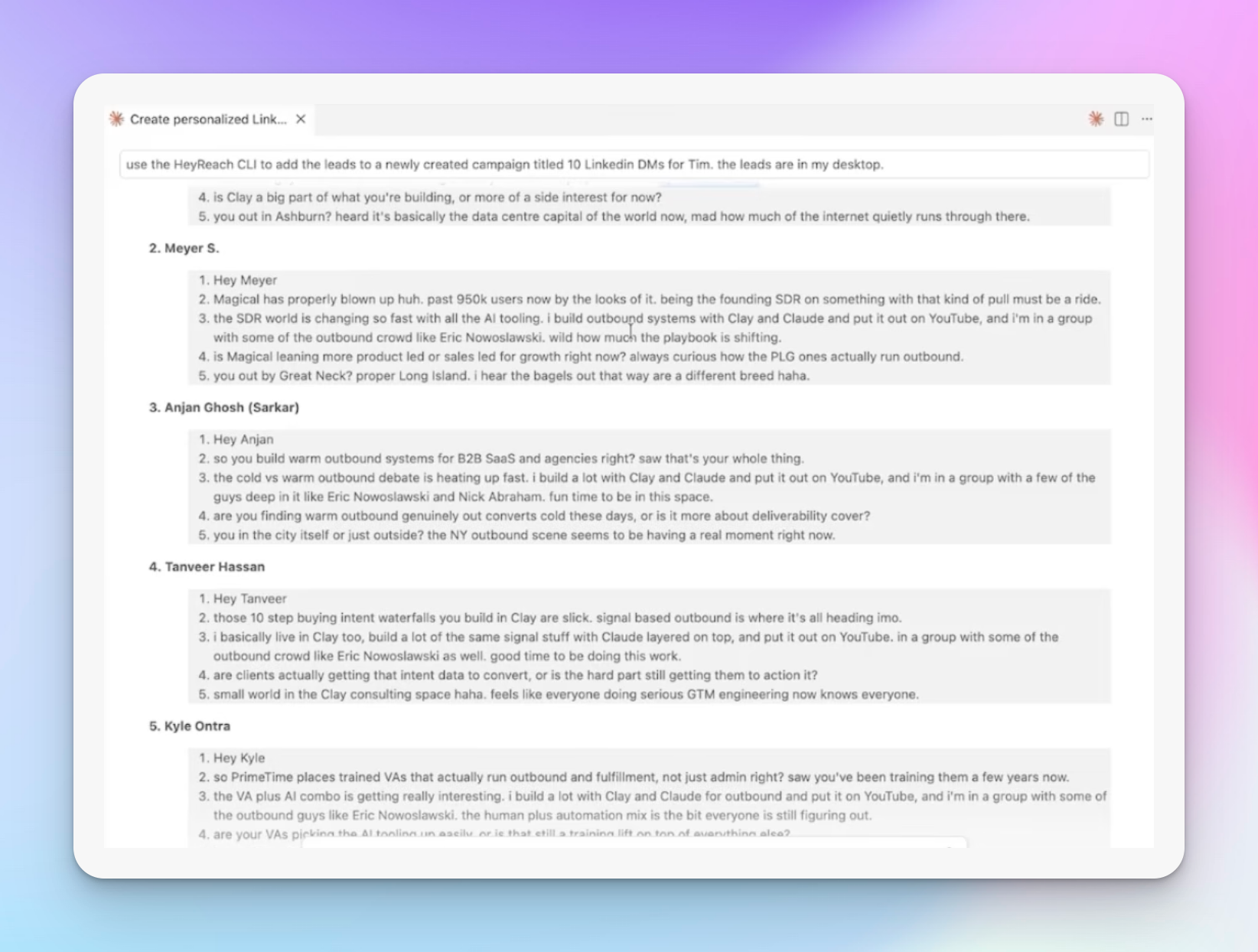 5-message LinkedIn DM framework