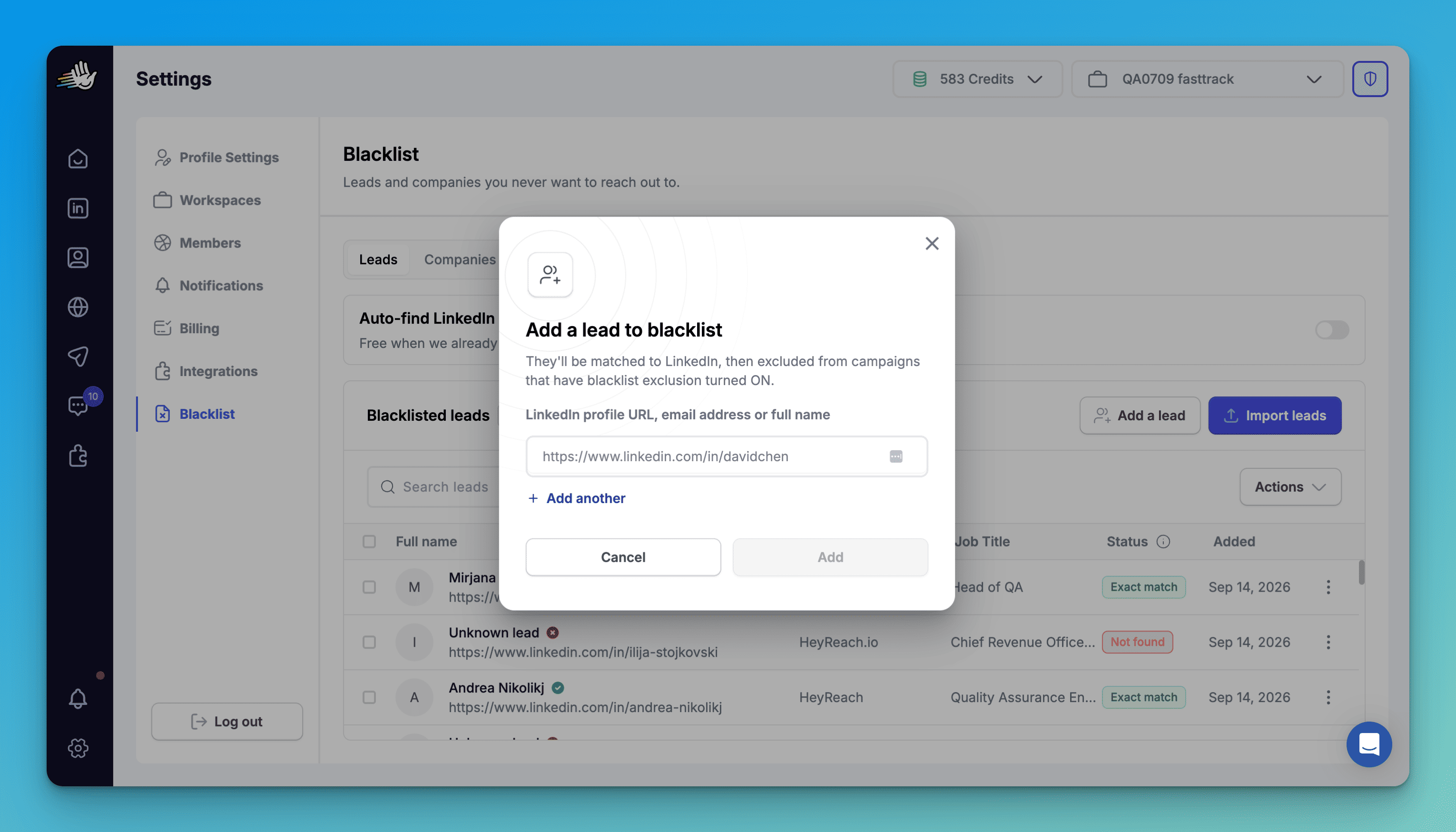 HeyReach Blacklist