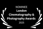 Nominee laurel for the London Cinematography & Photography Awards 2025 on a black background.