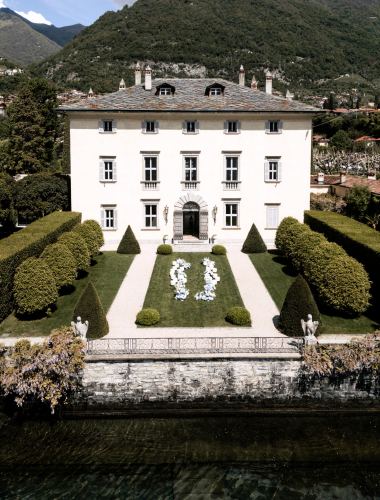 wedding ceremony setup at iconic villa balbiano in lake como italy