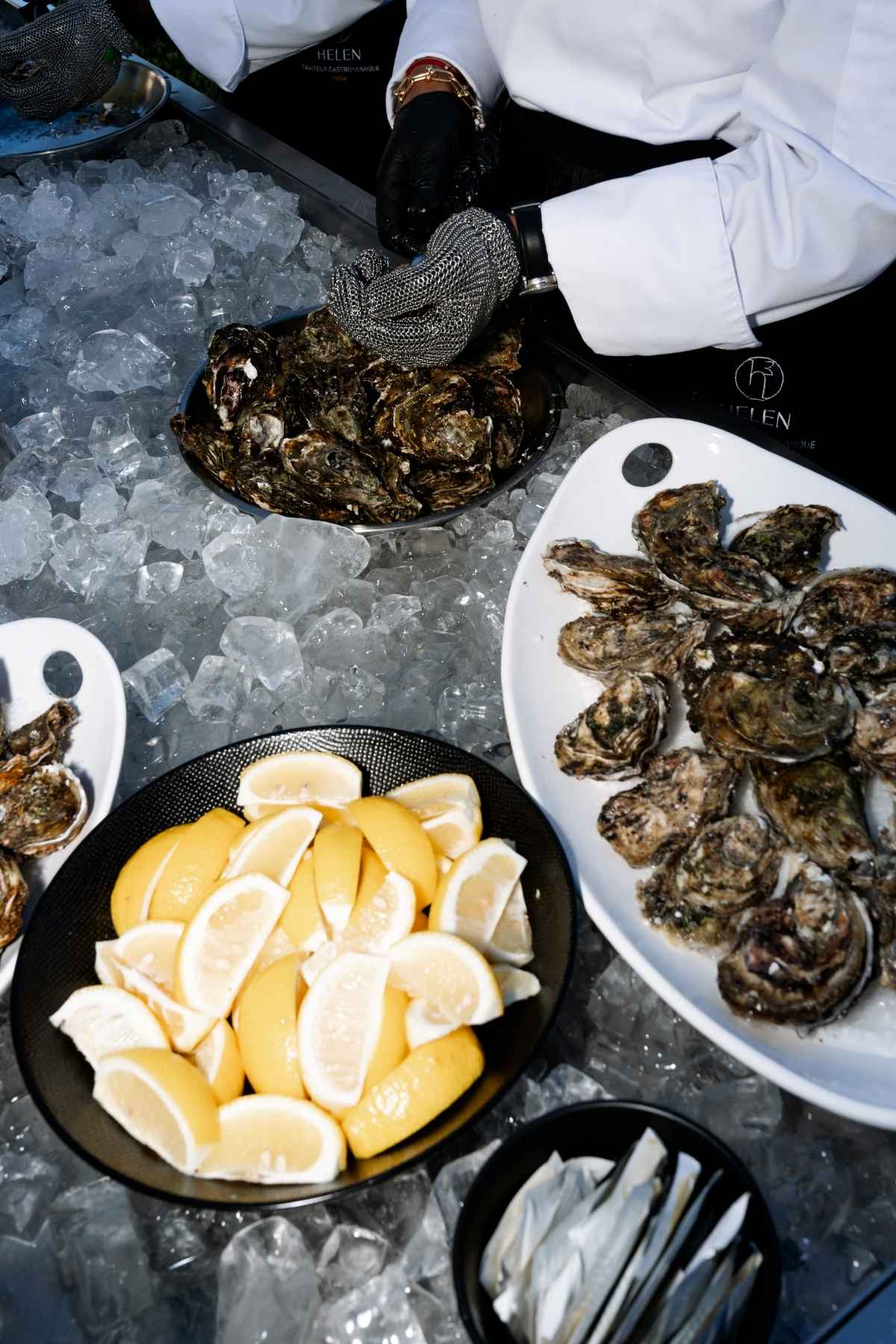 Luxury oyster bar at an elegant destination wedding in Italy