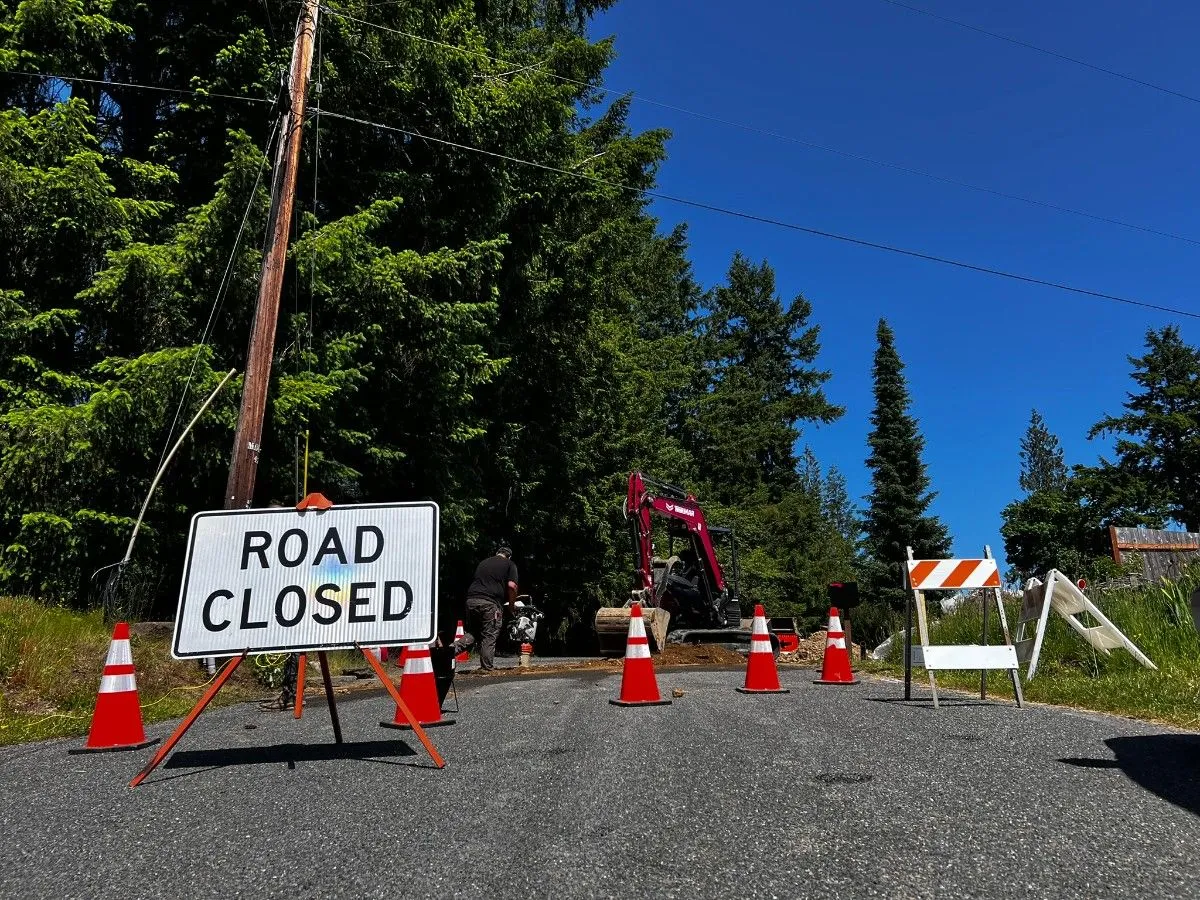 Road closed for carrying out street improvement work in a Seattle highway