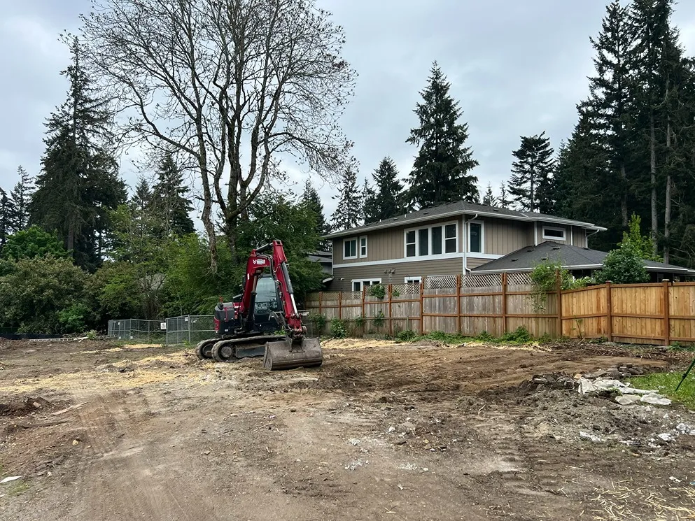 Demolition site getting cleared for backfilling in Seattle