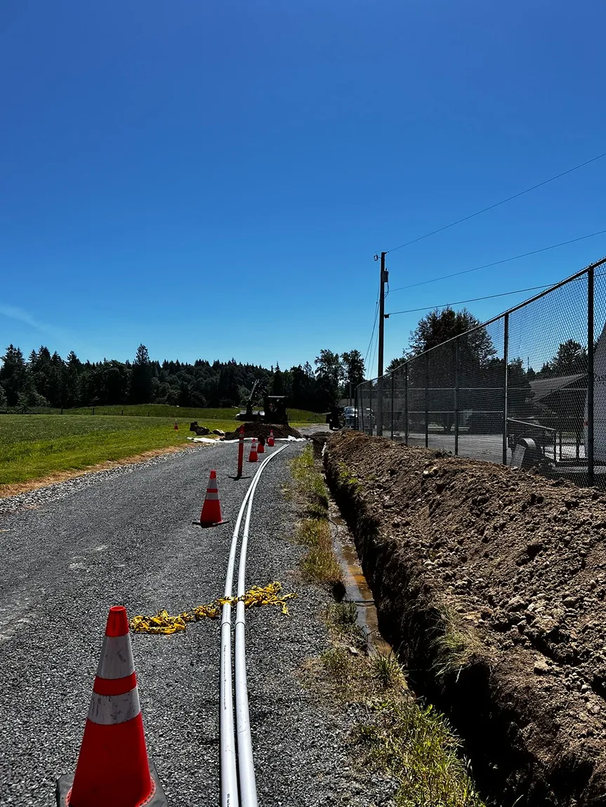 Pipes laid down near an electrical trenching in Seattle