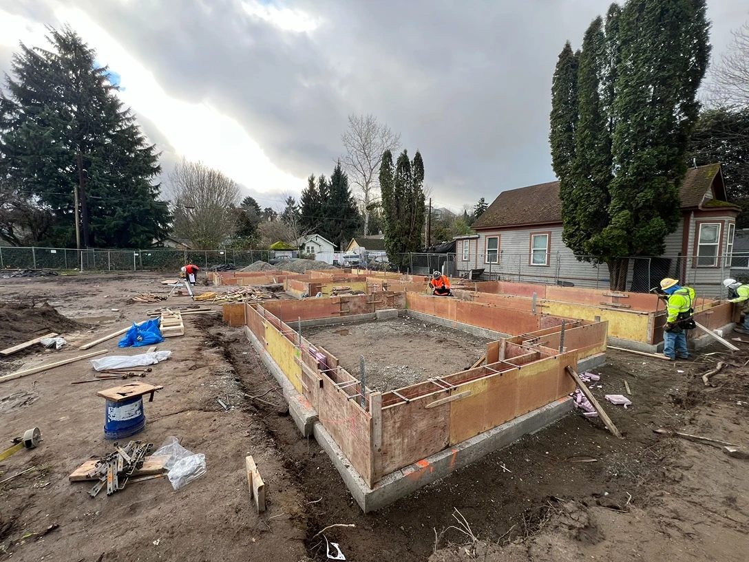 Site foundation of homes in Seattle yet to be filled with gravel
