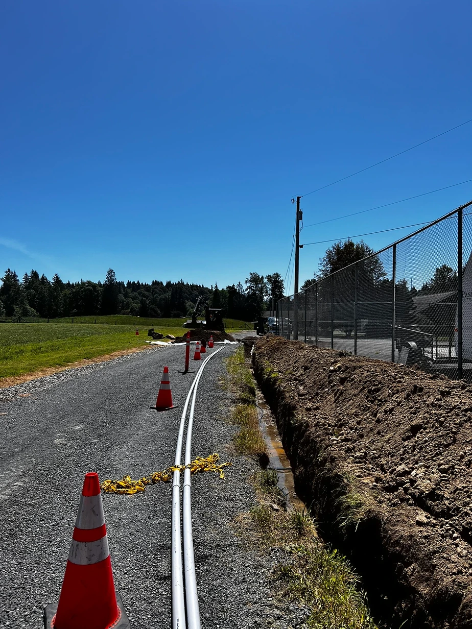 Pipes laid down near an electrical trenching in Seattle