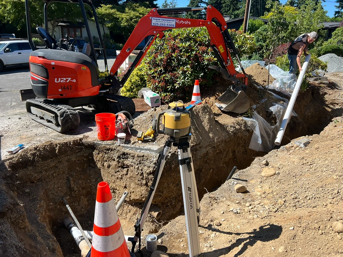 Side Sewer Installation and Problem Solving on Mercer Island, WA Before 3