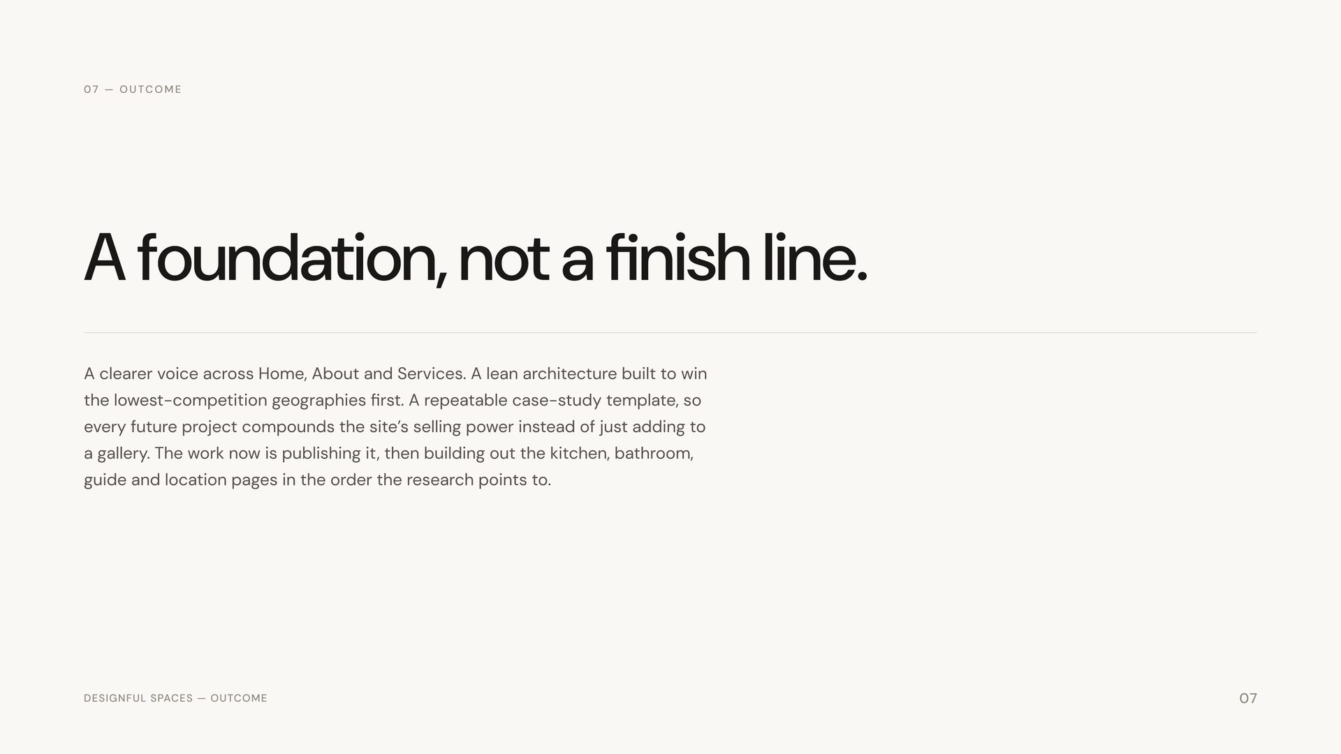 Outcome spread from the Designful Spaces case study: a foundation, not a finish line
