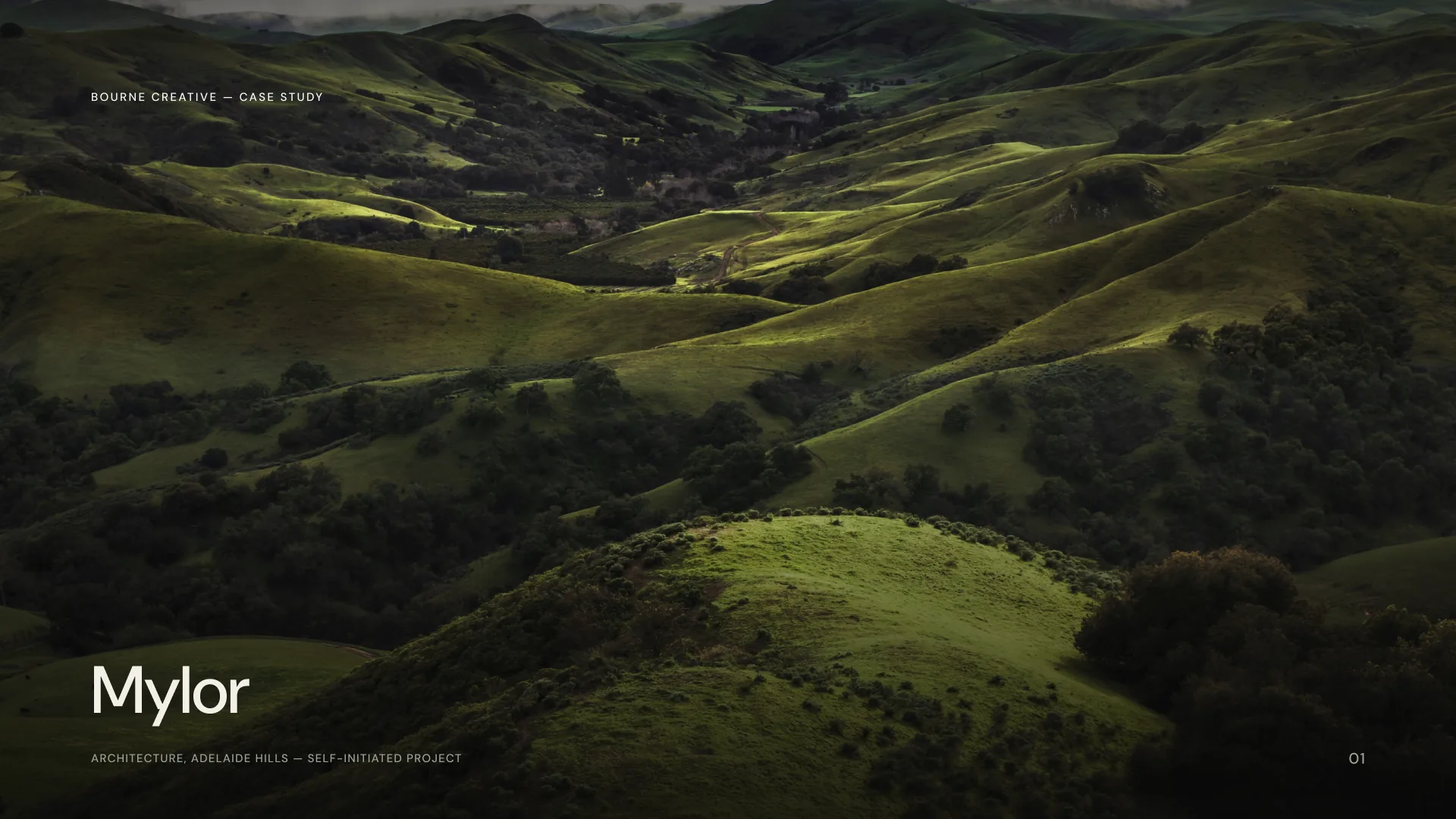 Mylor case study cover: rolling green hills in low light, Adelaide Hills