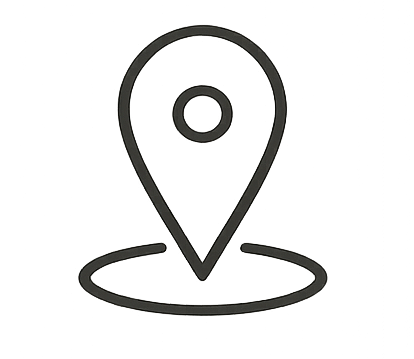 Simple black map location pin icon on a transparent background.