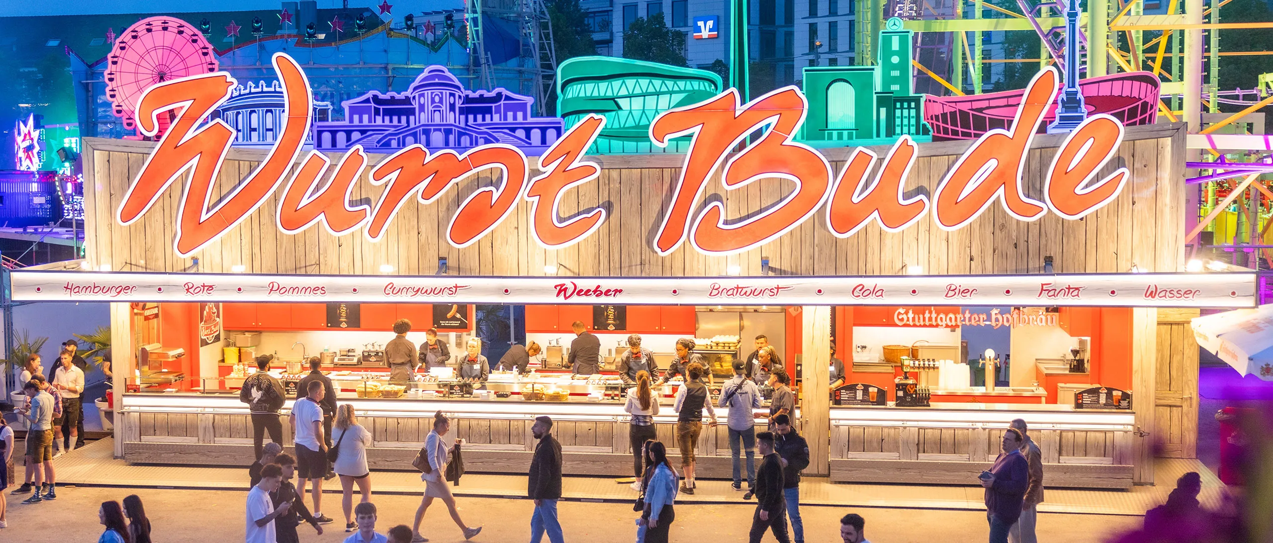 Wurstbude von Weeber auf dem Cannstatter Volksfest in Stuttgart