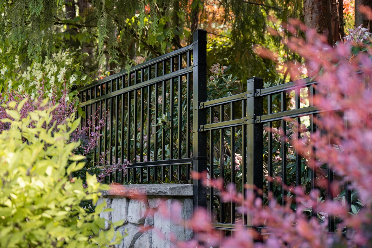 Chain link fence securing a residential property