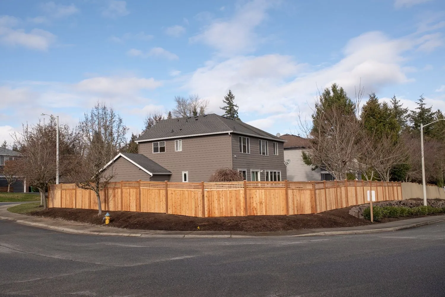 Privacy fence surrounding a home during fall in Vancouver, WA