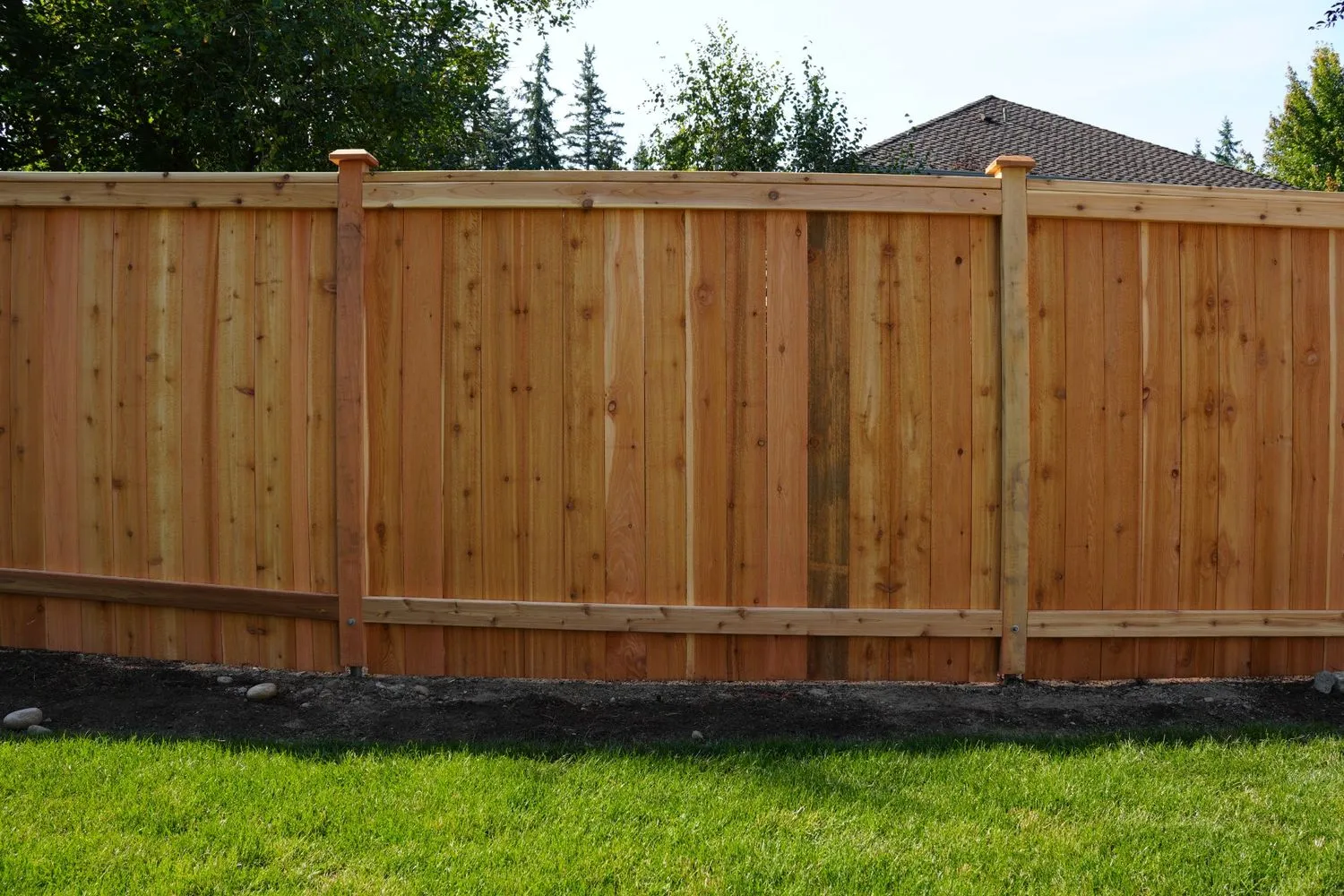 Full panel cedar fence with frame for strong wind protection in Vancouver