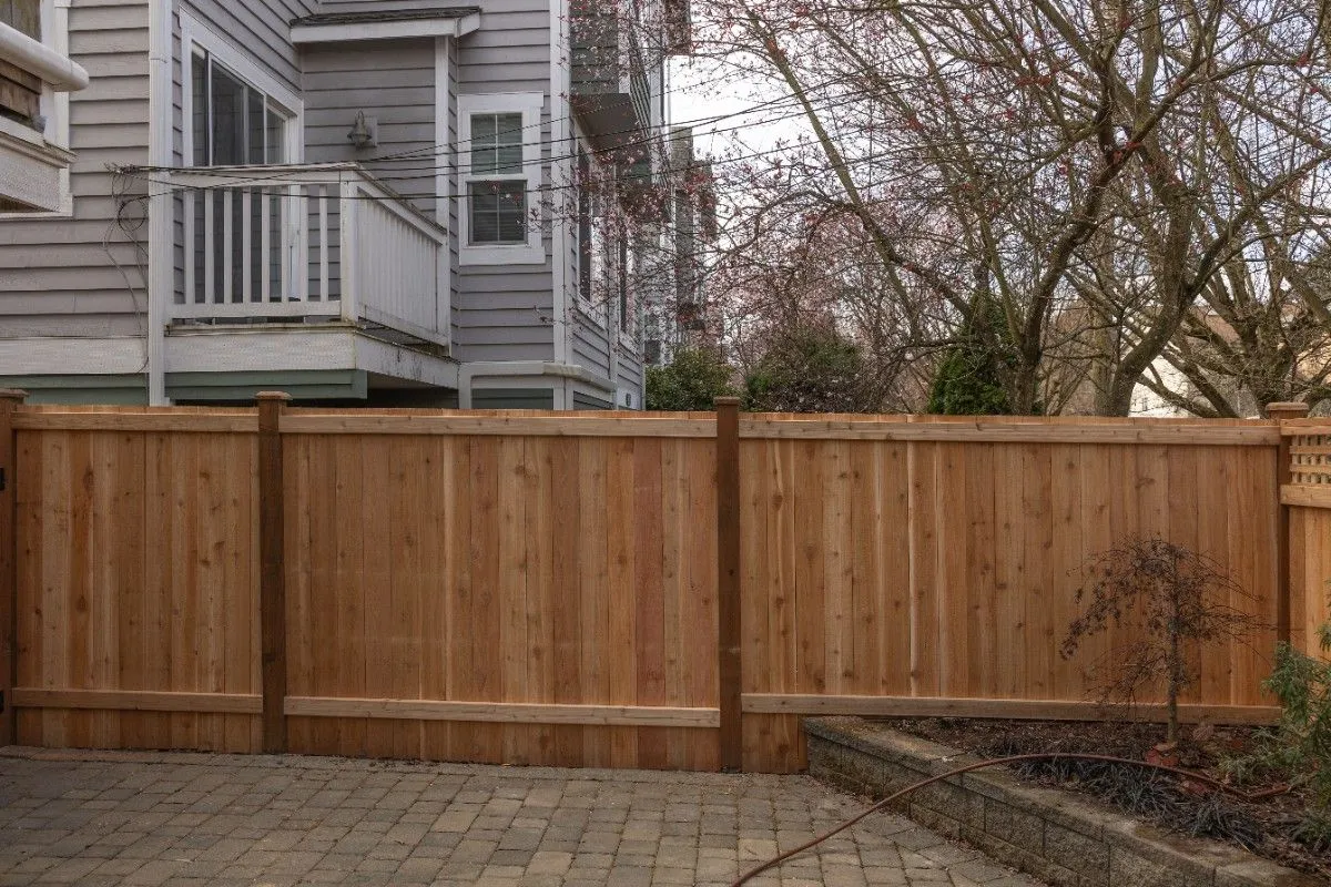 Cedar fence in a pre-1980s home in Gresham during fall