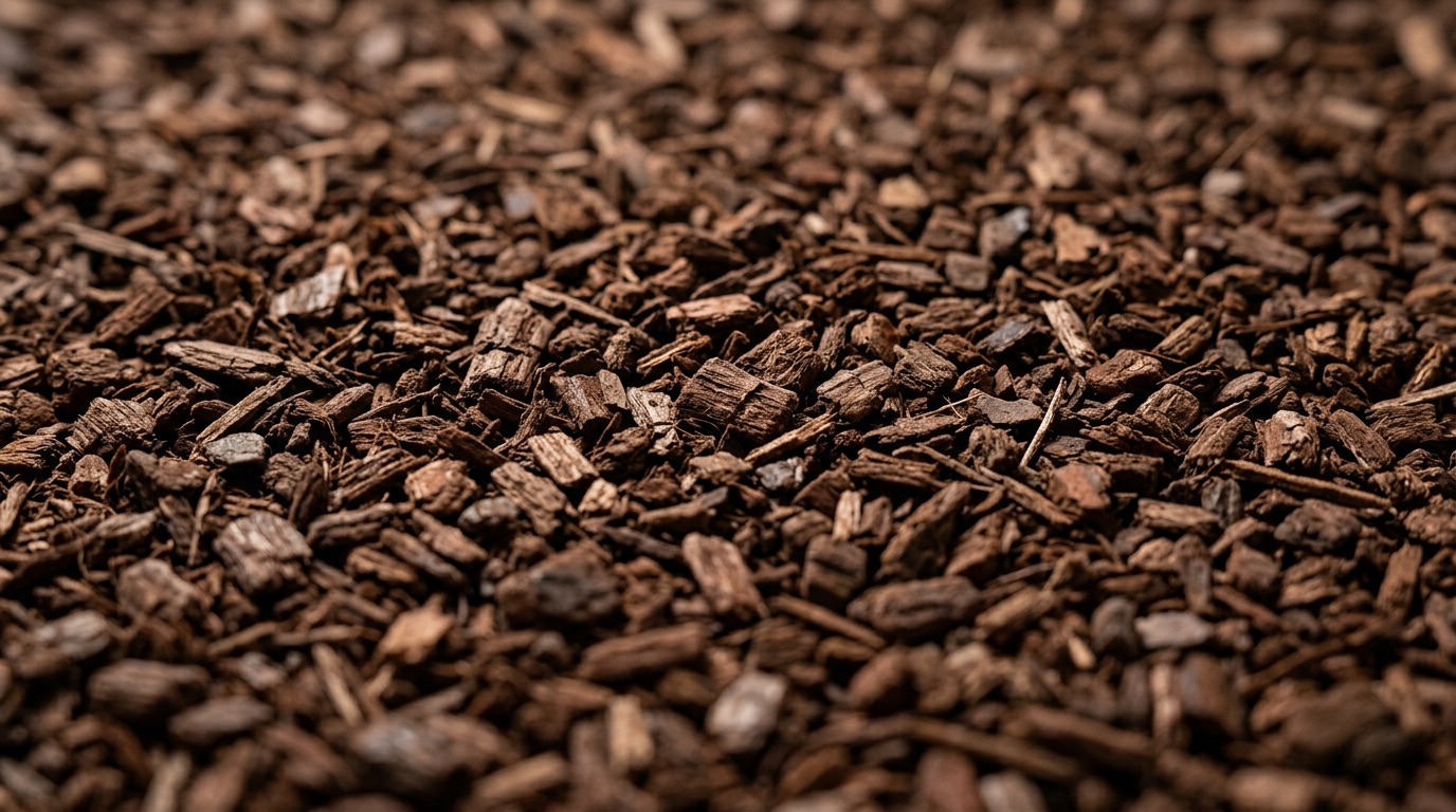Nahaufnahme von feinem Rindenmulch 0–20