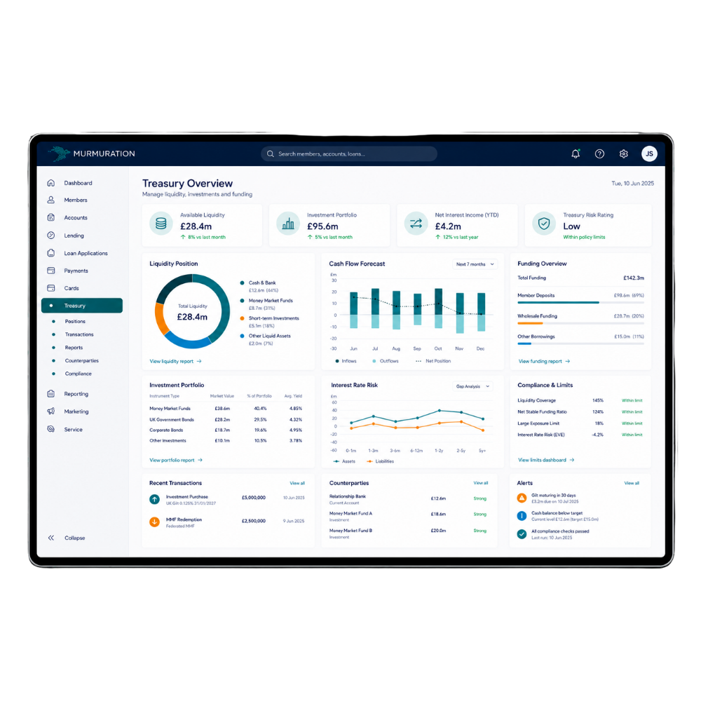 Treasury dashboard