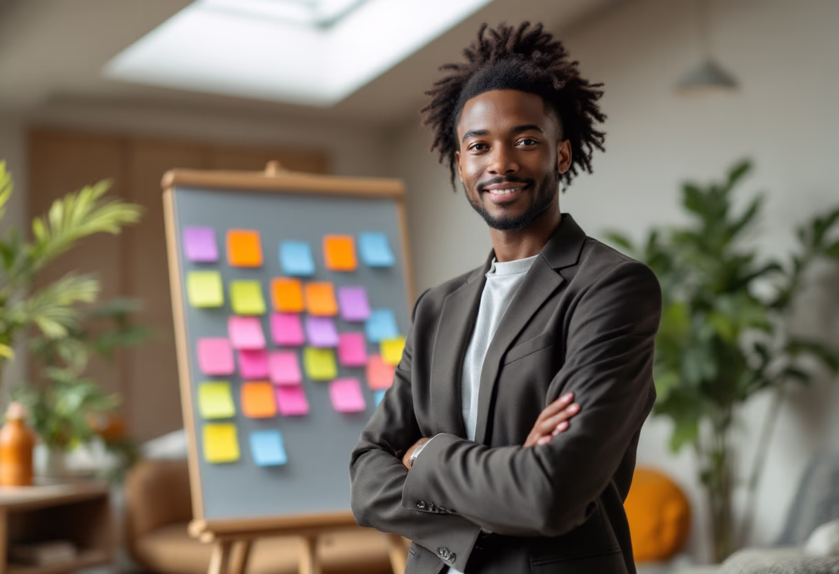 image of a person brainstorming ideas (for a productivity tools business)