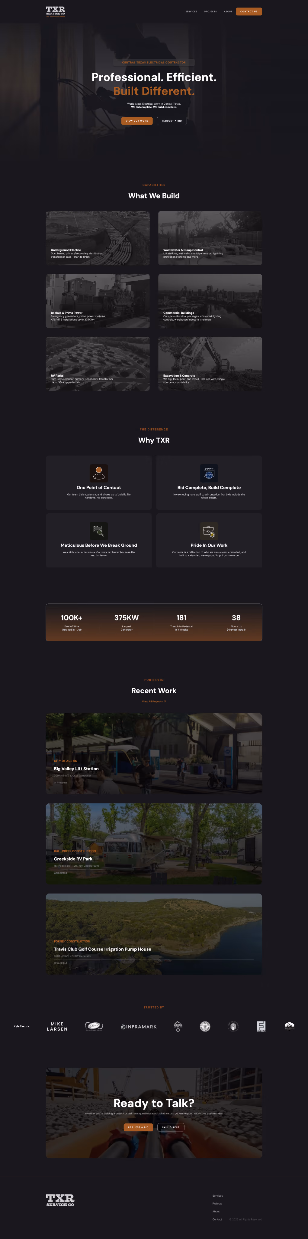 TXR Service Co website built by Secret Agency