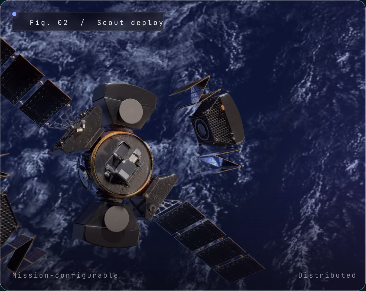 Quantum Space scout deploy — satellite hardware distributed in orbit