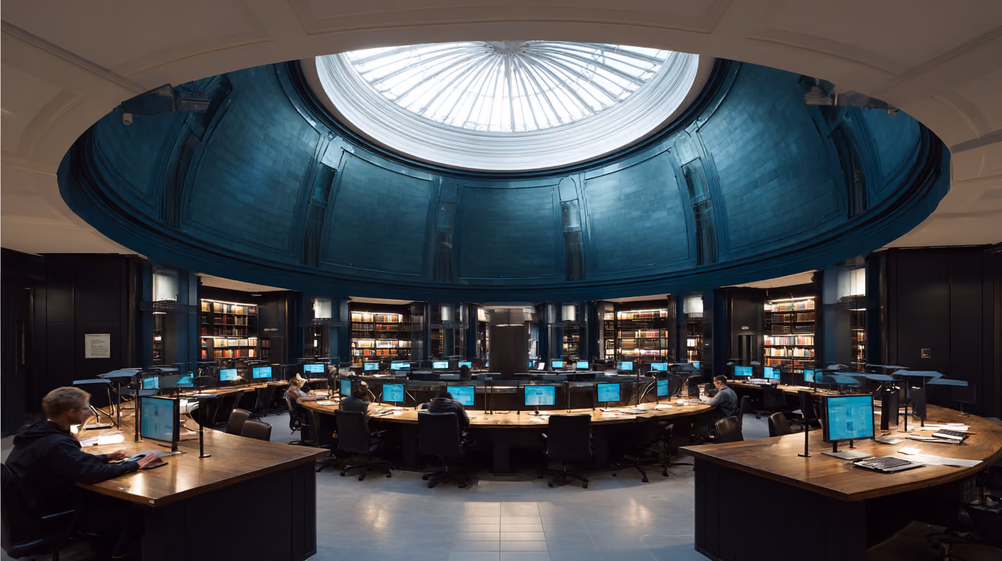 Sovereign AI imagery — domed reading room