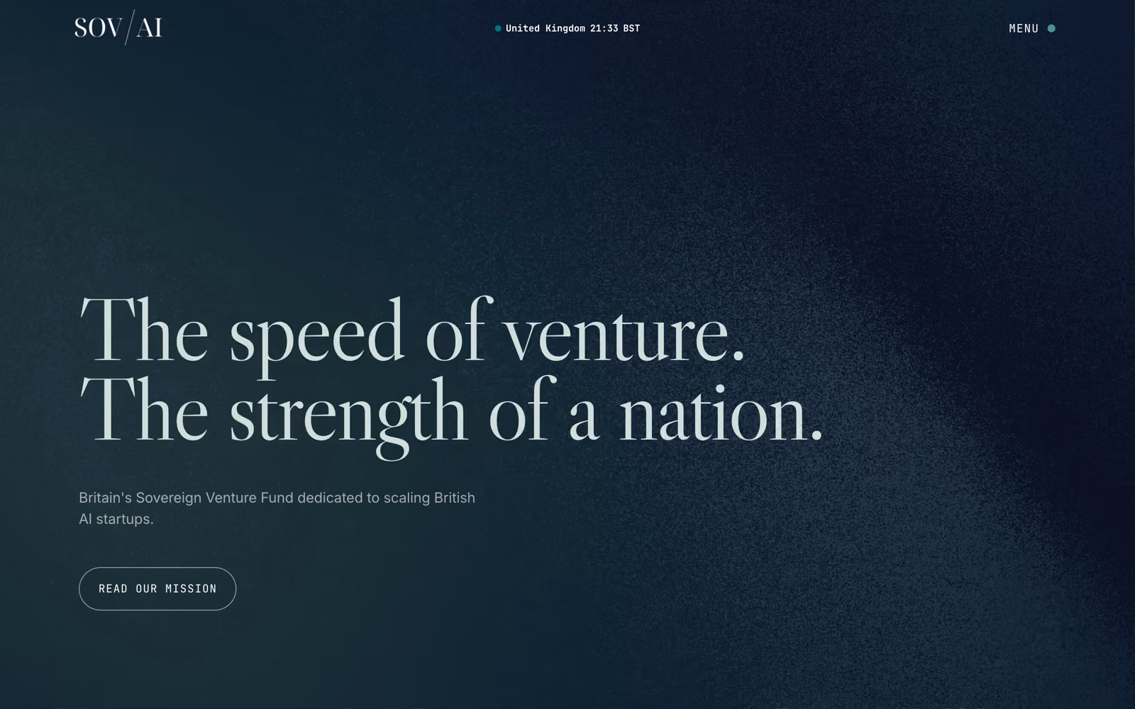 Sovereign AI homepage hero — backing Britain's AI founders