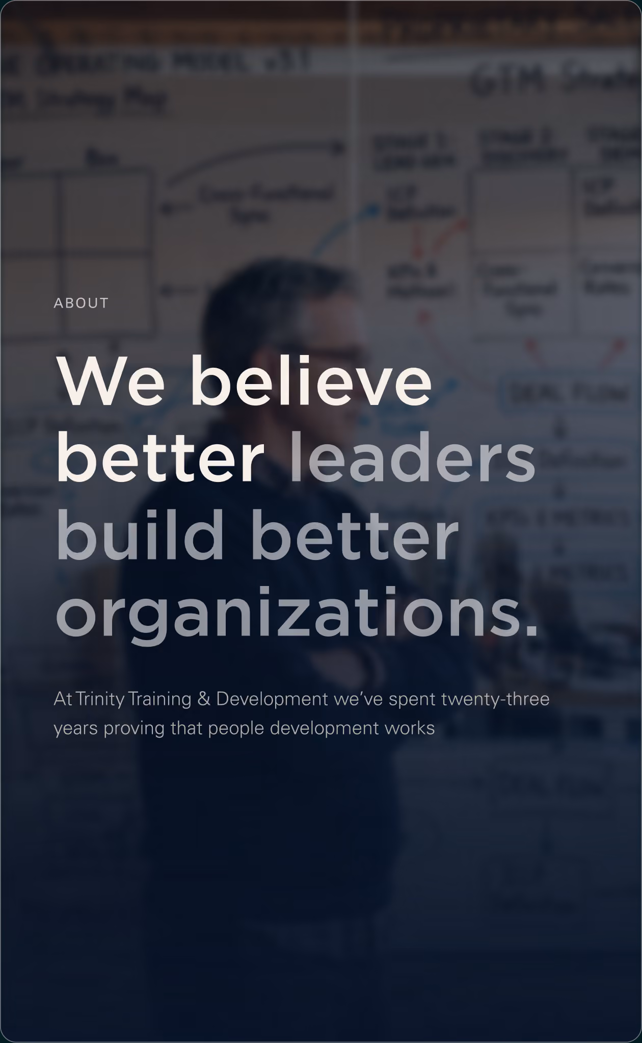 Trinity about block — We believe better leaders build better organizations