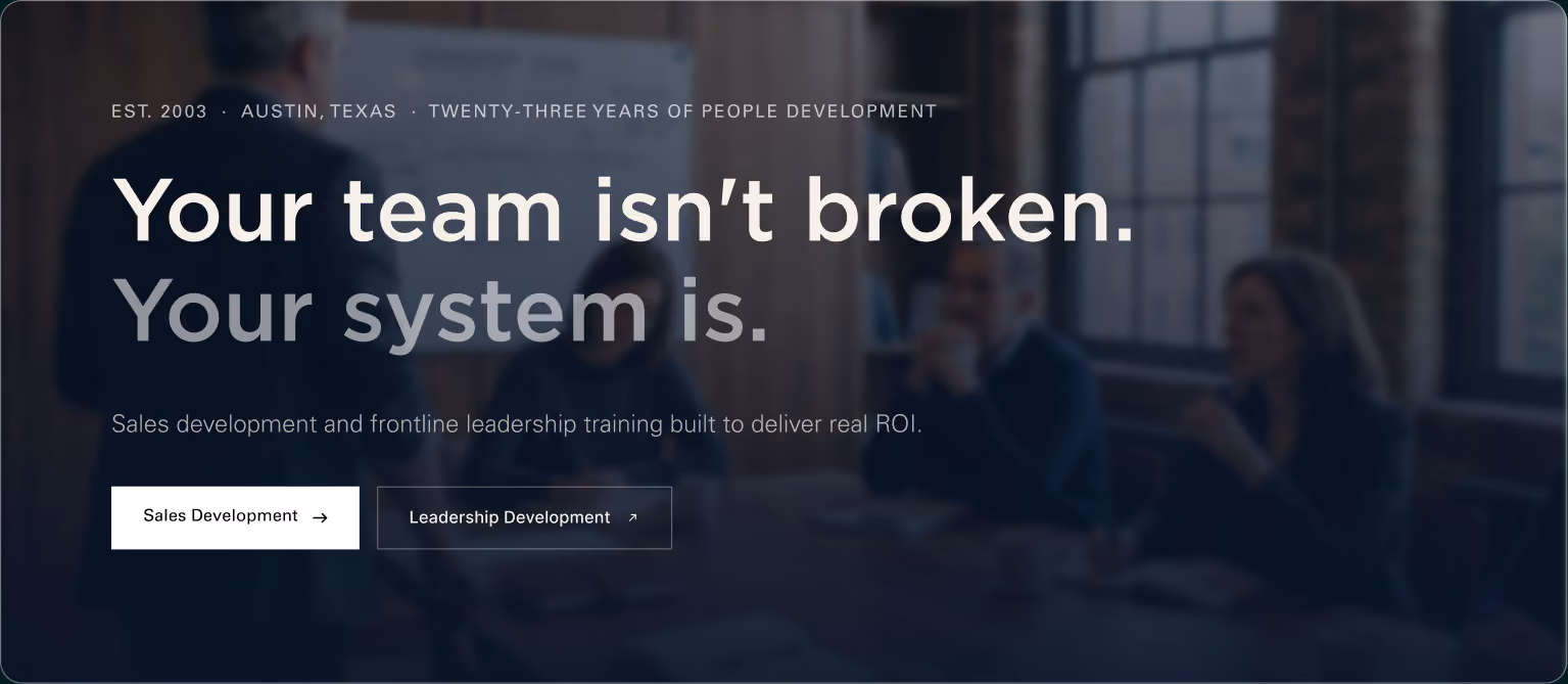 Trinity homepage hero — Your team isn't broken. Your system is.