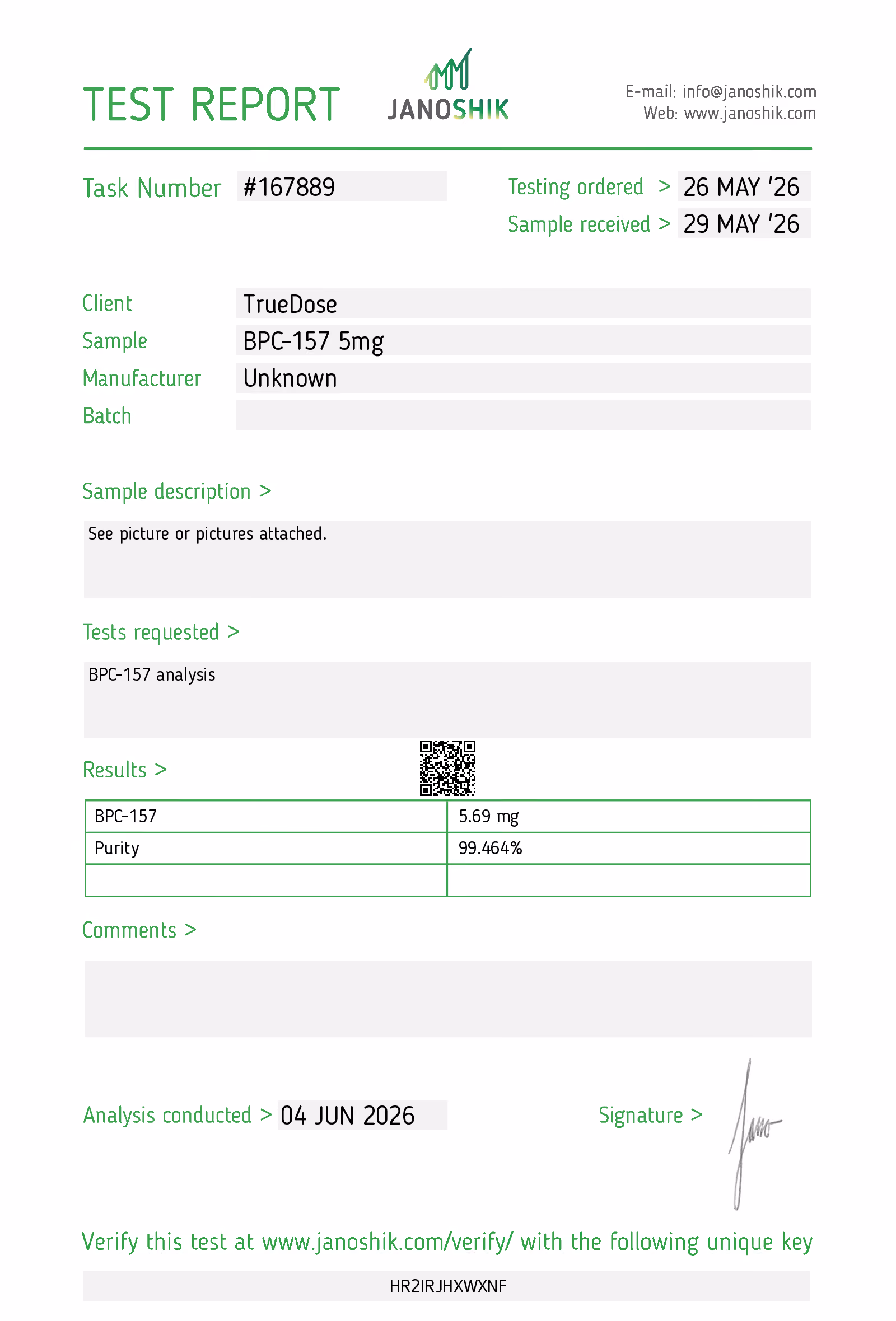 BPC-157 COA