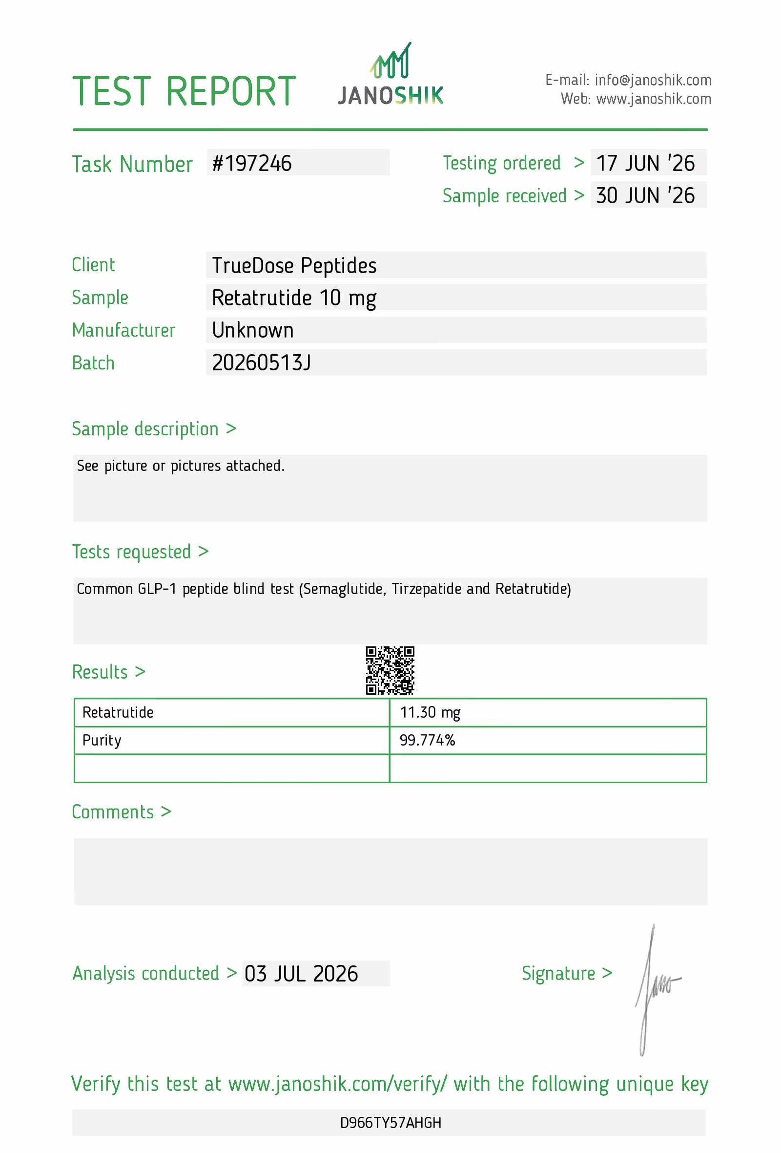 Retatrutide COA 10mg