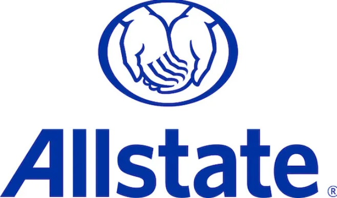 Allstate logo with two hands cradling a smaller hand inside a circle above the company name.